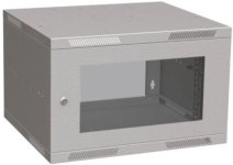 Ost A Nástenný skladaný rozvádzač SENSA LITE 6U 450 mm, sklenené dvere, RAL 7035, Solarix (SENSA-L-6